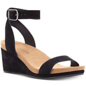 LUCKY BRAND Karston Black Suede Wedge Sandals Size 9